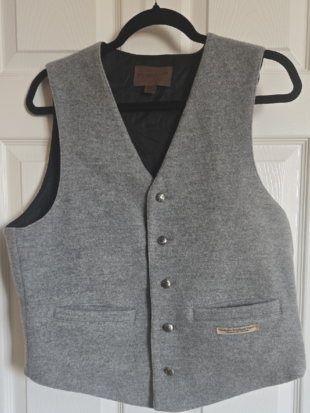 Pendleton Gray Wool Button-Front Vest
